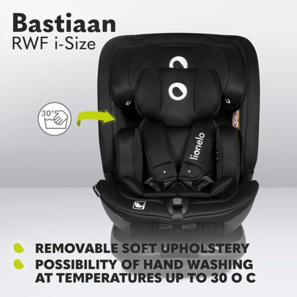 Lionelo Bastiaan RWF i-Size Isofix Car Seat Security & Comfort Ages 0-12 with Advanced i-Size Safety Standards, 360° Swivel, Side Protection, Rear-Facing Option, Adjustable Headrest & Recliner - Image 7