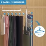 Trouser Hangers, 6 Tier Multi-Functional Rack Space Saving for Hanging Pants, Jeans, Scarf, Trouser, Clothes, No Slip Folding Hangers Closet Organizer for Men and Women, Silver, 2 Pack - Image 4