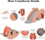 Maxmass Kids Rocking Horse and Slide Set, 3-in-1 Toddlers Rocker Slider with Basketball Hoop, Indoor Freestanding Slide Climber Playground for 18-36 Months (Pink) - Image 5