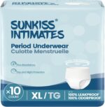 SUNKISS INTIMATES Disposable Period Underwear for Women with Heavy Flow, Unscented Postpartum Essentials, White, XLarge, 10 Count