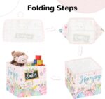 Clastyle Easter Kid Storage Cube Organizer Set Rabbit Closet Clothes Cube Storage Bin Eggs Nursery Toddler Toy Box Chest Baby Book Shelf Basket, Pink, 11.8x11.8x11.8 in - Image 7