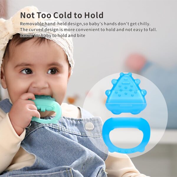 Freezable Baby Teether Toys,Water Fillable Baby Teething Relief,Chill Teether for Babies 0-3-6-12-24 Months, Cools & Massages Sore Gums,No Chill Handle,BPA-Free Silicone Teething Toys Cooling (Blue) - Image 4