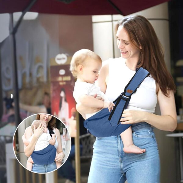Nuluxi Baby Sling Carrier - Newborn to 36 Months, Blue, Machine Washable Cotton Spandex Blend, Adjustable Shoulder Straps, Front, Back, Hip, Unisex, Children - Image 5