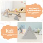 GYMAX 3 in 1 Kids Climbing Set, Wooden Toddler Climber with Reversible Ramp, Outdoor Indoor Children Climbing Frame for 3 Years Old + Boys Girls (Natural+Grey) - Image 4