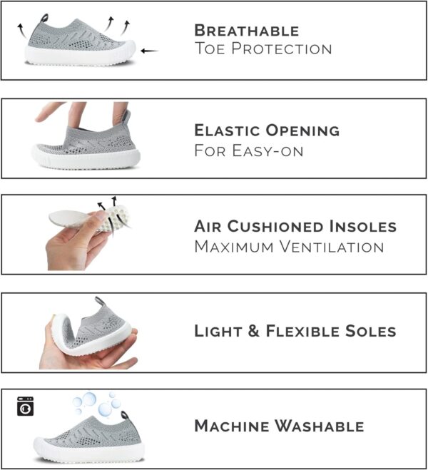 JAN & JUL Baby Toddlers Kids Boys Girls Light-Weight Breathable Breeze Knit Sneakers, Non-Slip Air Cushion Soles, Slip-on Shoes - Image 3