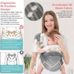 Tyuodna Baby Carrier,Portable Baby Sling Carrier,Breathable Toddler Carrier Sling,Ergonomic Design Baby Sling Wrap,Adjustable Baby Wrap Carrier for Newborn up to 0-36 Month (Grey) - Image 2
