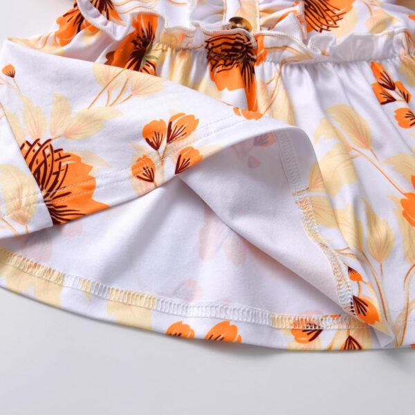 Awxoder Infant Baby Girl Ruffle Floral Print Tops Long Sleeve + Pants 2Pcs Outfit Set - Image 4