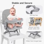 YOLEO High Chair for Toddlers Folding Compact Portable Booster Seat Babies/Kids Chair on Chair for Dining Table Camping (Grey) - Image 7
