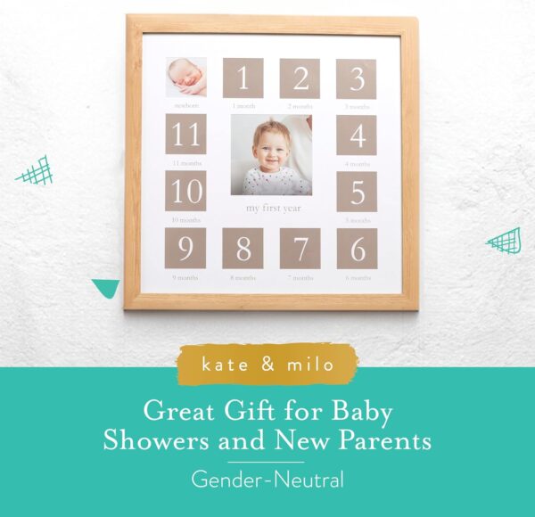 Kate & Milo My First Year Picture Frame, Baby's First Twelve Months Photo Collage and Gender Neutral Keepsake, Ideal for Baby Shower, New Mom Gift and Nursery Decor, Wood - Image 3