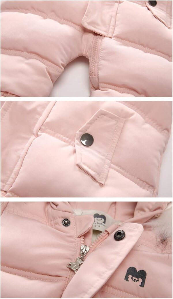 Verve Jelly Infant Baby Girls Goys Winter Snowsuit Zipper Down Hoodied Romper Footie Jumpsuit Coat + Gloves - Image 4