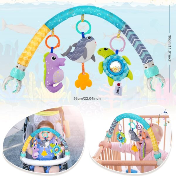 Bestcool Pram Toys for Babies, Clip on Activity Pram Arch Pushchair Toys with 3 Sensory Hanging Animals Rattle Music Squeak Crib Mobile Toys Baby Stroller Toy for Newborn Boys Girls Gift (Whale) - Image 6