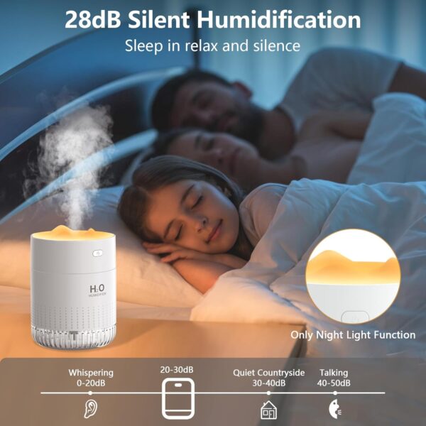 Humidifier for Bedroom Portable Personal Desktop USB Humidifiers with Soft Night Light, Waterless Auto Shut-Off for Home Baby Bedroom Office Travel (White) - Image 5