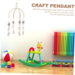JOINPAYA Bed Bell Wind Chime Crib Cot Bed Beds Animal Cots Mobile Wind Chimes Girl Mobile Wooden Wind Chime Mobile Hanger V Hair Ball Grey - Image 9