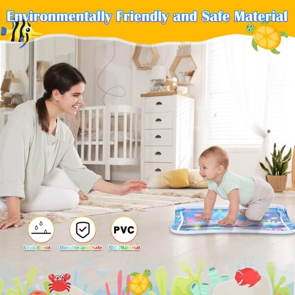Sarsumir Tummy Time Water Mat, Inflatable Baby Water Mat for Infants & Toddlers, Early Development Activity Water Mat Baby Sensory for 3 6 9 12 Months Girls Boys, 66 x 50 cm, Blue - Image 4