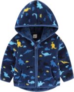 Toddler Fleece Jacket Baby Boys Girls Zip Up Hoodie Sweatshirt Thick Warm Clothes Spring Autumn Winter Coat Kids Cute Cartoon Coat with Pocket