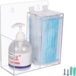 KOEMEHR Acrylic Mask Storage Box & Hand Sanitizer Gel Holder Stand Wall Mount or Countertop, Hygiene Station with 2 Compartment Transparent Box Dispenser for Masks, Gloves, Soap Dispenser - Image 4