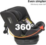 Jovikids ISOFIX Car Seat 360° for 40-150cm Baby Children, Rotating Car Seat for Newborn 0-12 Years, ECE R129/E4, Fixations ISOFIX, Top Tether - Black - Image 7
