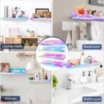 LINYAPRY 4 Packs Iridescent Acrylic Floating Shelves, 15.7 Inch Clear Acrylic Display Shelf Wall Mounted, Invisible Dolls Pop Display Shelves Wall Ledge Bookshelf for Kids Room Bathroom Dorm - Image 7