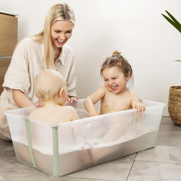 Stokke Flexi Bath X-Large, White - Spacious Foldable Baby Bath - Lightweight & Easy to Store - Convenient to Use at Home or When Travelling - Best for Ages 0-6 - Image 5