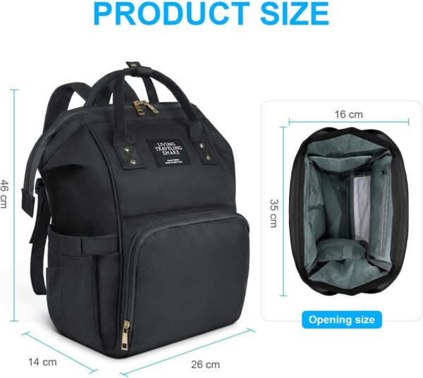 Vicloon Baby Changing Bag Backpack, Multi-Function Nappy Changing Back Pack, Waterproof Diaper Bag Maternity Bags Mum Dad Backpack, Black - Image 2