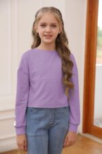 Imily Bela Girls Sweatshirts Daisy Print Crewneck Top Long Sleeve Short Pullover Jumper Casual Kids T Shirt for 3-14 Years - Image 4