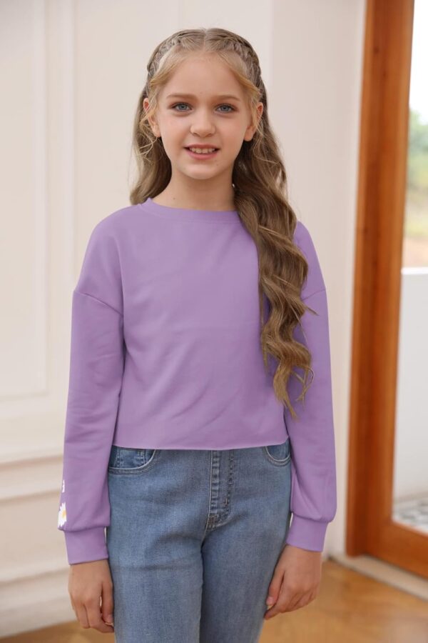 Imily Bela Girls Sweatshirts Daisy Print Crewneck Top Long Sleeve Short Pullover Jumper Casual Kids T Shirt for 3-14 Years - Image 4