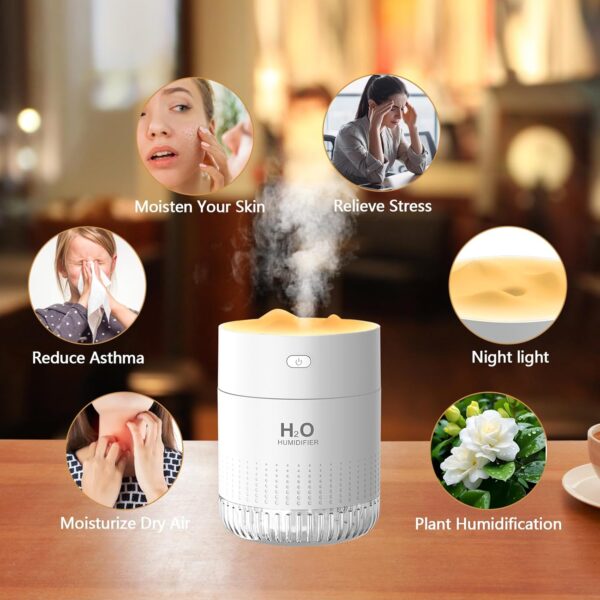 Humidifier for Bedroom Portable Personal Desktop USB Humidifiers with Soft Night Light, Waterless Auto Shut-Off for Home Baby Bedroom Office Travel (White) - Image 7