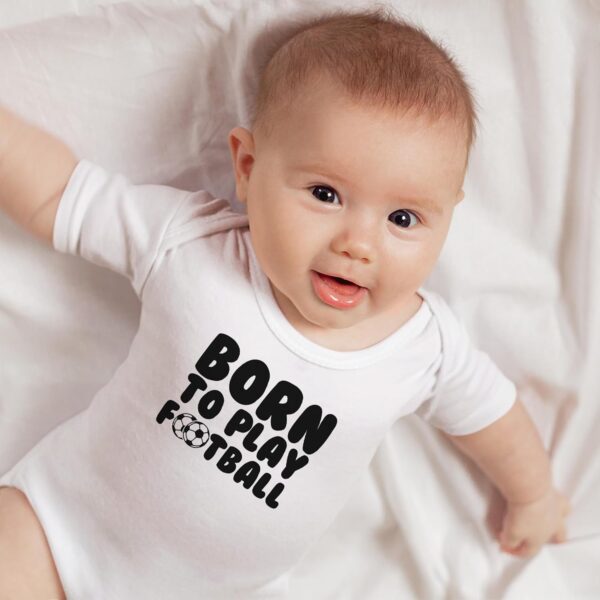 Born to Play Football Babygrow for Boys Footie Fan Supporter Babies Vest - Image 3