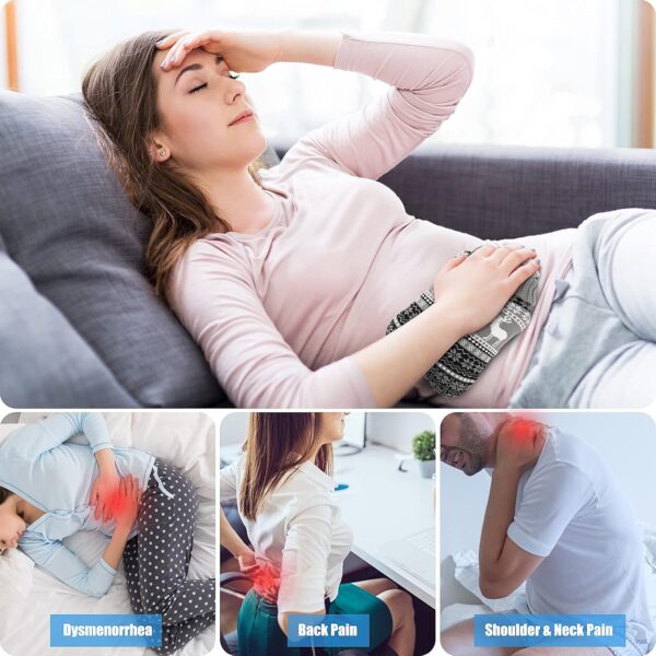 Hot Hugger Wearable Hot Water Bottle Belt, Yotako 3Pcs Wrap Around Wearable Hot Water Bottle with Fluffy Waist Cover, Hot Water Pouch for Back Period Pain Warm Hand Hot Water Bag for Kids Adult - Grey - Image 3