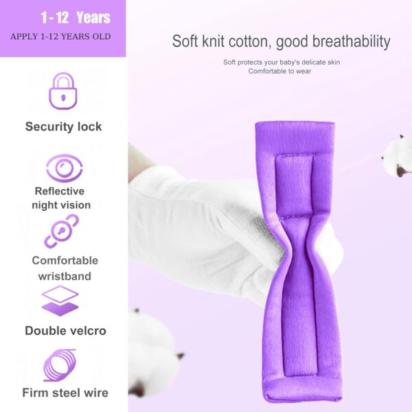 Toddler Harness Walking Leash- Child Anti Lost Wrist Link - Child Safety Harness - Upgrade with Reflective(6.5ft) - for Boys and Girls,Not Easy to Open Without Key (Purple) - Image 3