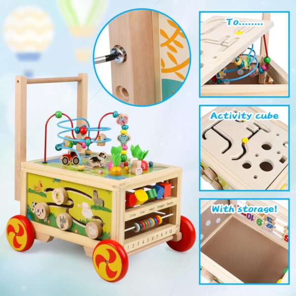 KABENFIS Wooden Activity Cube with wheels for Baby Boys and Girls - Image 6