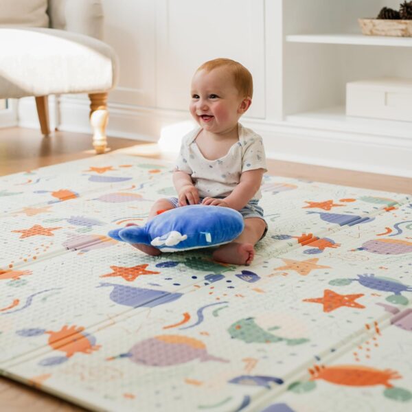 Nuby Foldable Reversible Play Mat - Easy Clean | Reversible | Waterproof | Suitable from Birth (Ocean Friends) - Image 3