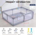 Baby Playpen, Children Playpen, Large Children Playpen, Recreation Area, Rugged Safety Fence Baby Play Yard, Baby Gate Playpen (150X200CM, Grey) - Image 2