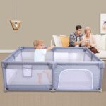 Baby Playpen, Children Playpen, Large Children Playpen, Recreation Area, Rugged Safety Fence Baby Play Yard, Baby Gate Playpen (150X200CM, Grey) - Image 8