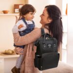 Vicloon Baby Changing Bag Backpack, Multi-Function Nappy Changing Back Pack, Waterproof Diaper Bag Maternity Bags Mum Dad Backpack, Black - Image 6