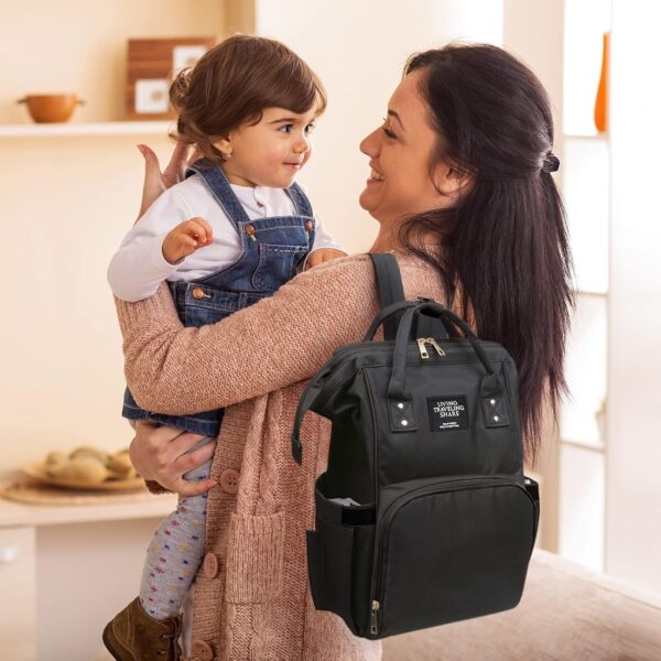 Vicloon Baby Changing Bag Backpack, Multi-Function Nappy Changing Back Pack, Waterproof Diaper Bag Maternity Bags Mum Dad Backpack, Black - Image 6