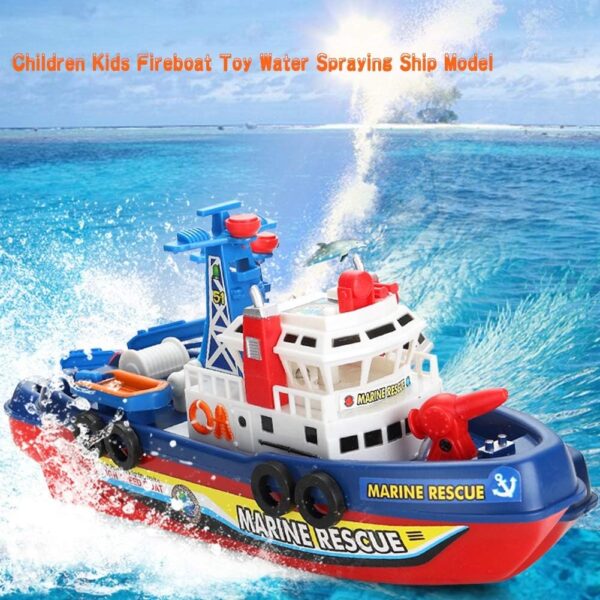 City Fire Boat, Baby Bath Toy, Light Up and Sound Pool Bathtub Toy Boat, Battery Operated Swimming Ship for Boys and Girls - Image 2