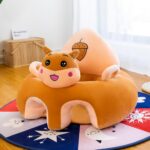 Animal Shaped Baby Sitting Chair Baby Support Sofa Chair Cover Cute Infant Toddler Floor Seat Loungers Sitting Chair for Learning to Sit (Brown Hamster, 40cm*55cm*55cm) - Image 2
