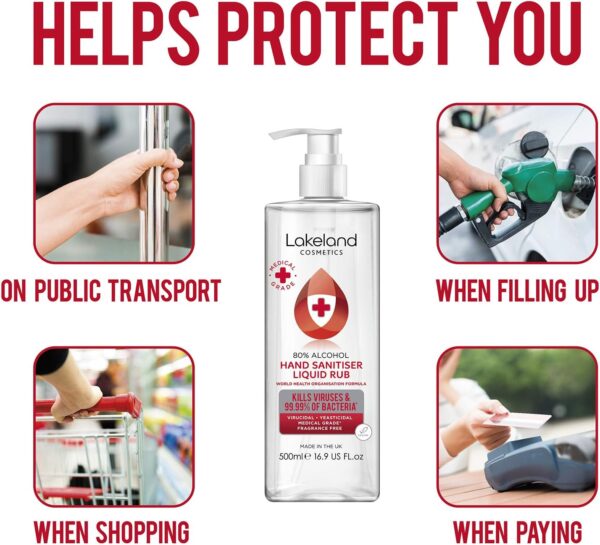 80% Alcohol Hand Sanitiser Rub - 3x 500ml - Kills 99% Bacteria, Germs - Sanitizer - Image 8