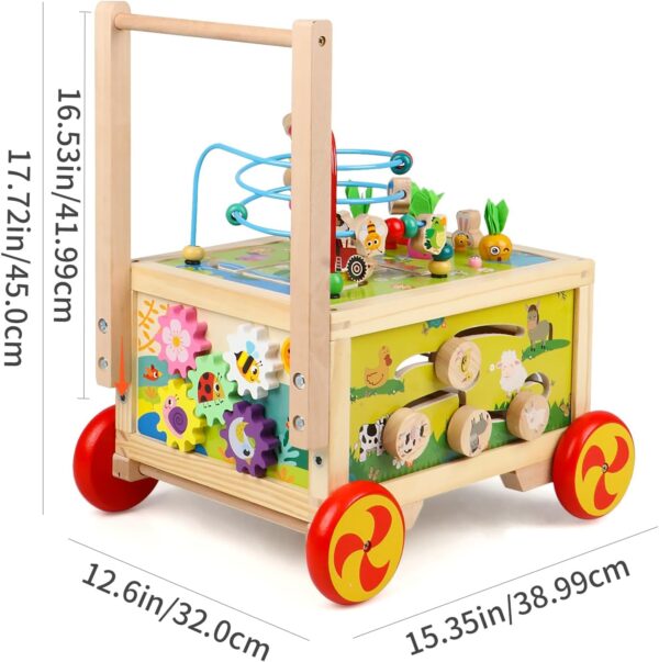 KABENFIS Wooden Activity Cube with wheels for Baby Boys and Girls - Image 7