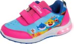 Girls Baby Shark Light Up Trainers Kids Easy Fasten Flashing Lights Sports Shoes
