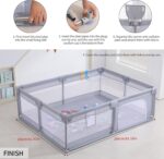 Baby Playpen, Children Playpen, Large Children Playpen, Recreation Area, Rugged Safety Fence Baby Play Yard, Baby Gate Playpen (150X200CM, Grey) - Image 5