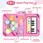 HahaGift 2 in 1 Musical Mat for 1 2 Year Old Girl Gifts, Piano Keyboard & Drum Mat with 2 Sticks for Toddlers Age 1-2, Baby Learning Toys for 1 Year Old Birthday Gifts for 1 2 3 Year Old Girls Present - Image 2