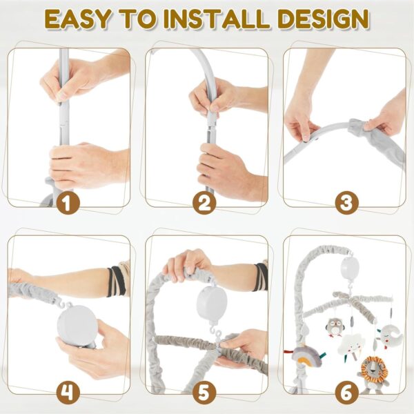 Nursery Crib Mobile, Children Cot Phone, Cradle Mobile with Music, Bedtime Moving with Dolls, 26.77 x 12.99 Inches, Soft Cover Crib for Girls Aged 0-12 Months - Image 7