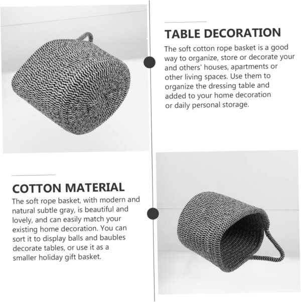 Lurrose 2 Pcs Woven Storage Basket Baby Laundry Basket Laundry Baskets Desk for Kids Nursery Baskets Liners Shelf Baskets Nursery Bins Boxes Decorative Basket Cotton Rope Child Small - Image 3
