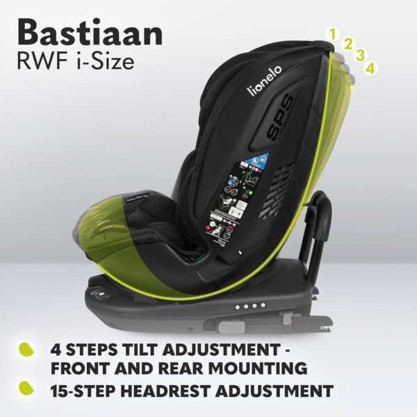 Lionelo Bastiaan RWF i-Size Isofix Car Seat Security & Comfort Ages 0-12 with Advanced i-Size Safety Standards, 360° Swivel, Side Protection, Rear-Facing Option, Adjustable Headrest & Recliner - Image 5