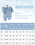 Infant Winter Buting Suit Newborn Baby Fleece Footie Cartoon Bunting Suit Warm Outfits for Baby Boy Girls Coveralls Blue 6-9 Months - Image 6