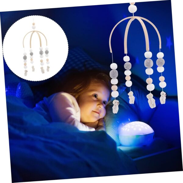 JOINPAYA Bed Bell Wind Chime Crib Cot Bed Beds Animal Cots Mobile Wind Chimes Girl Mobile Wooden Wind Chime Mobile Hanger V Hair Ball Grey - Image 7