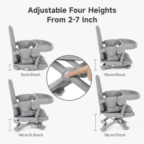 YOLEO High Chair for Toddlers Folding Compact Portable Booster Seat Babies/Kids Chair on Chair for Dining Table Camping (Grey) - Image 6