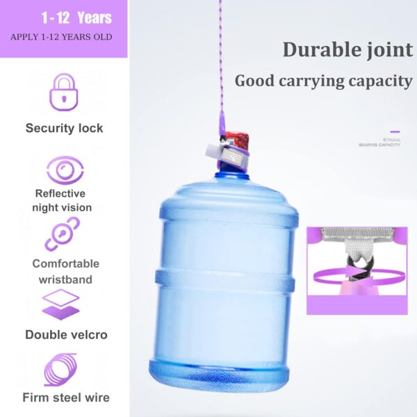 Toddler Harness Walking Leash- Child Anti Lost Wrist Link - Child Safety Harness - Upgrade with Reflective(6.5ft) - for Boys and Girls,Not Easy to Open Without Key (Purple) - Image 6